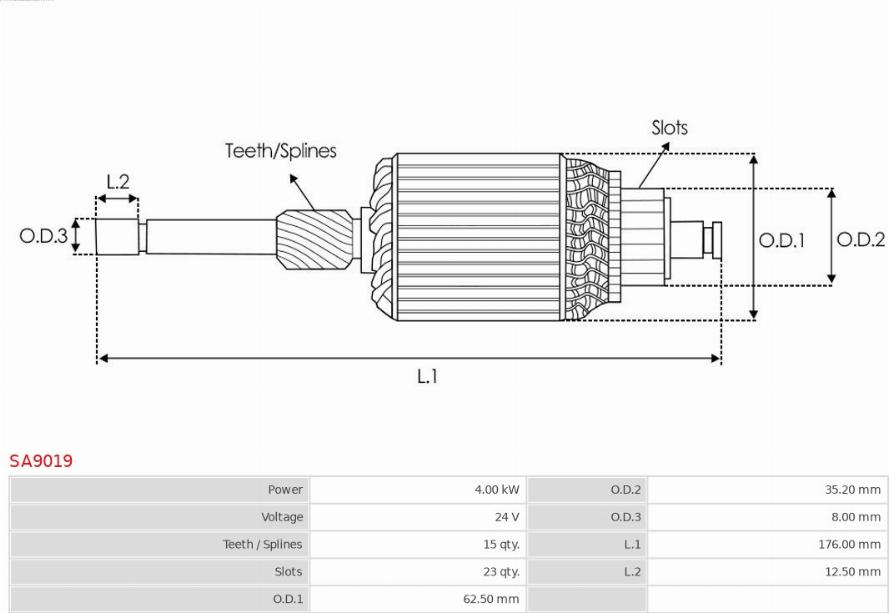 AS-PL SA9019 - Armature, starter autospares.lv