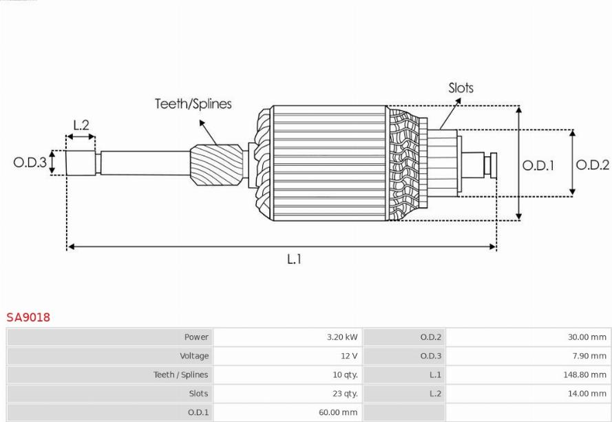 AS-PL SA9018 - Armature, starter autospares.lv