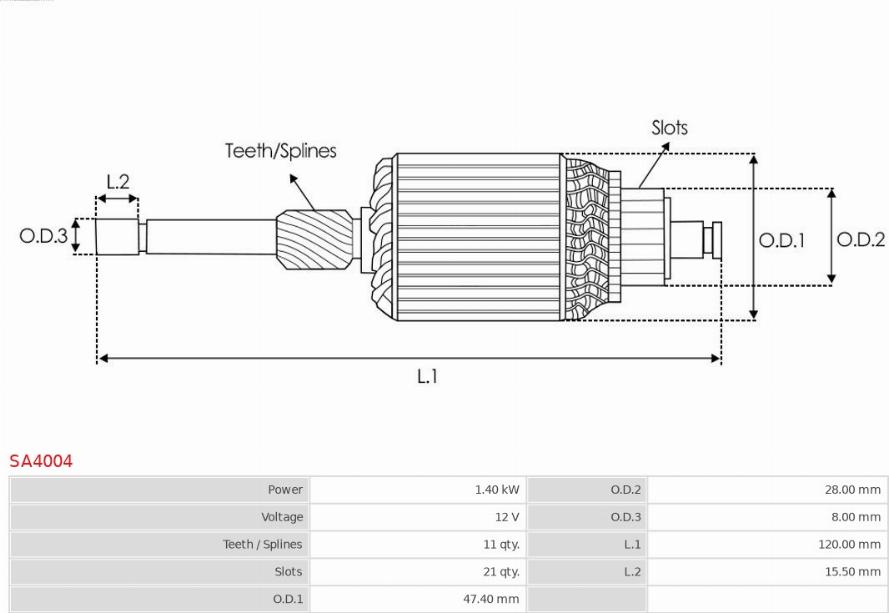 AS-PL SA4004 - Armature, starter autospares.lv