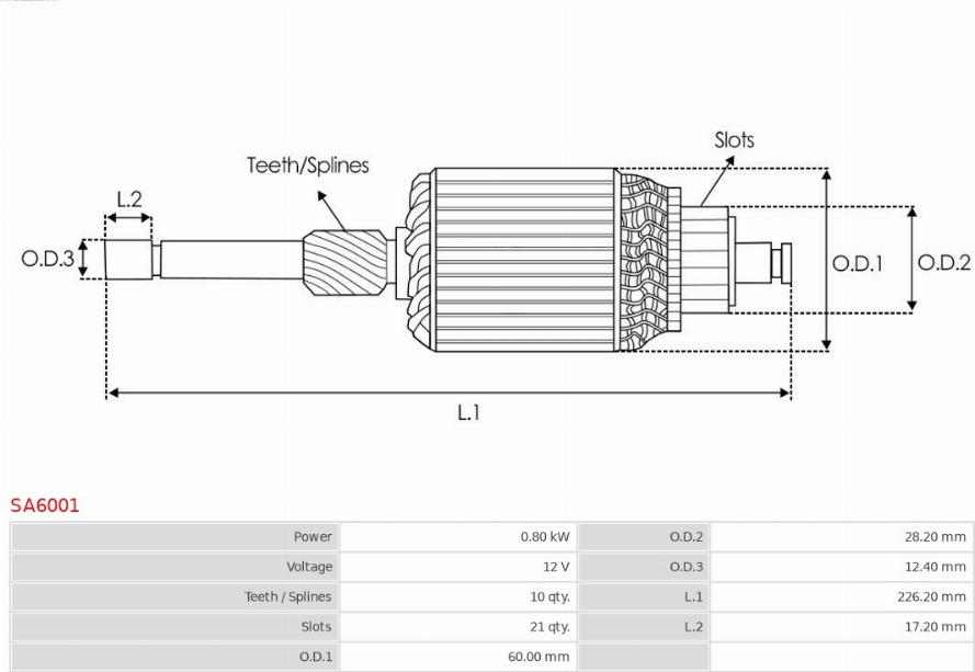 AS-PL SA6001 - Armature, starter autospares.lv