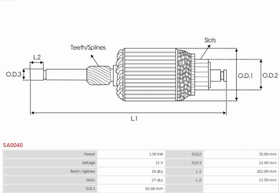 AS-PL SA0040 - Armature, starter autospares.lv