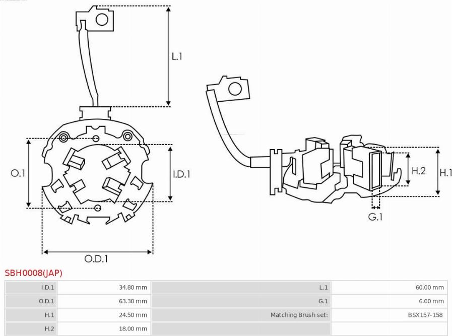 AS-PL SBH0008(JAP) - Holder, carbon brushes autospares.lv