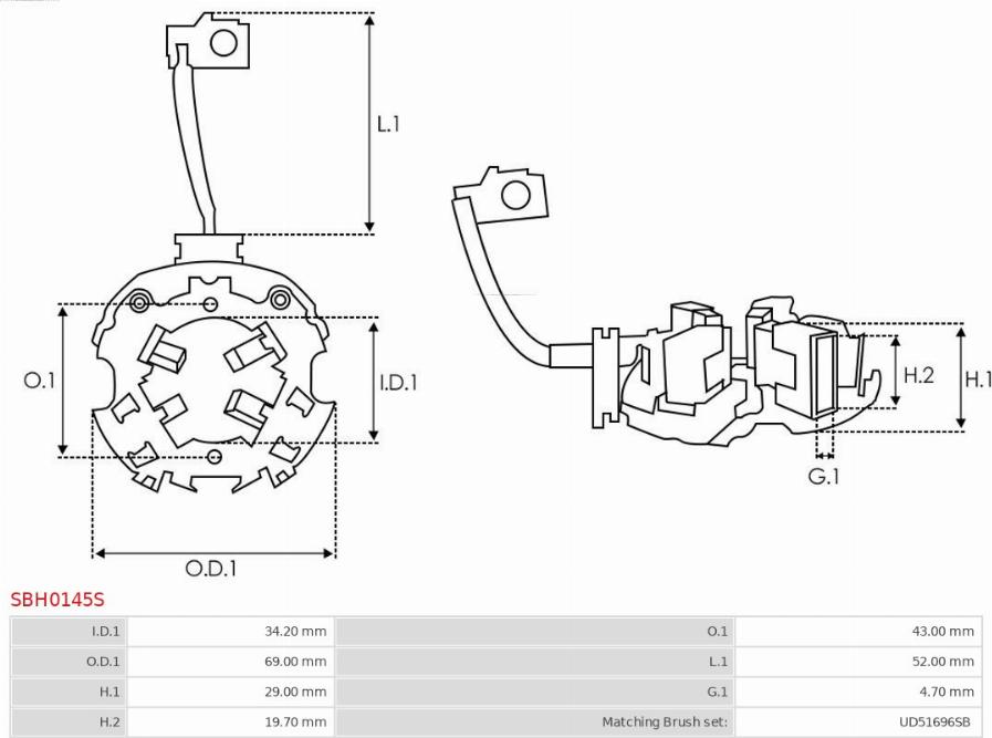 AS-PL SBH0145S - Holder, carbon brushes autospares.lv