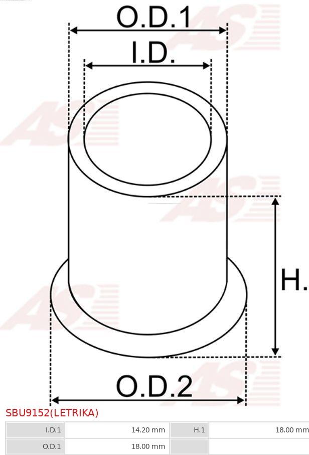 AS-PL SBU9152(LETRIKA) - Bush, starter shaft autospares.lv