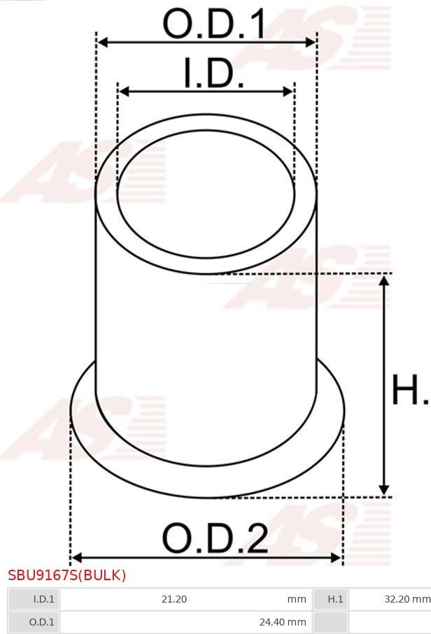 AS-PL SBU9167S(BULK) - Bush, starter shaft autospares.lv