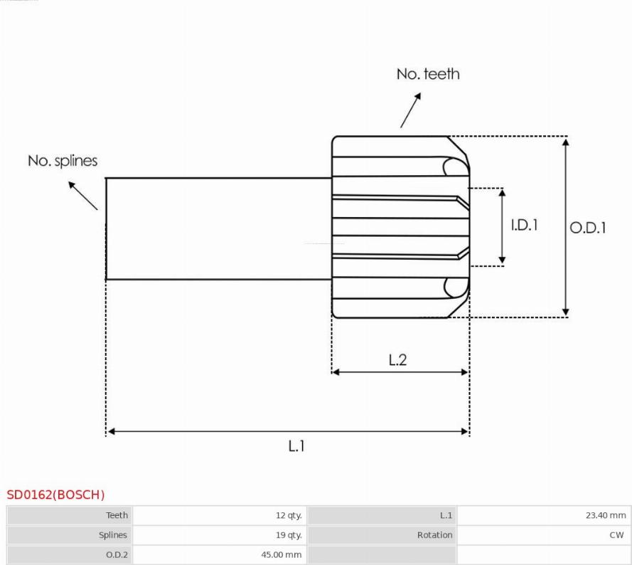 AS-PL SD0162(BOSCH) - Pinion, bendix, starter autospares.lv