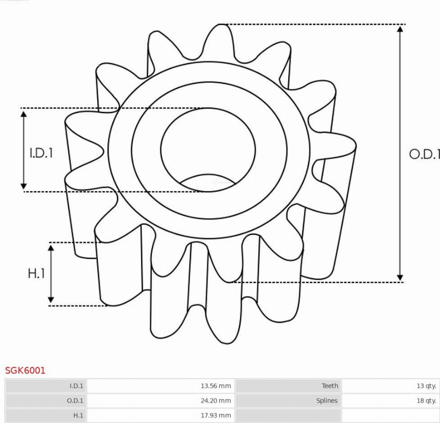 AS-PL SGK6001 - Repair Kit, starter autospares.lv