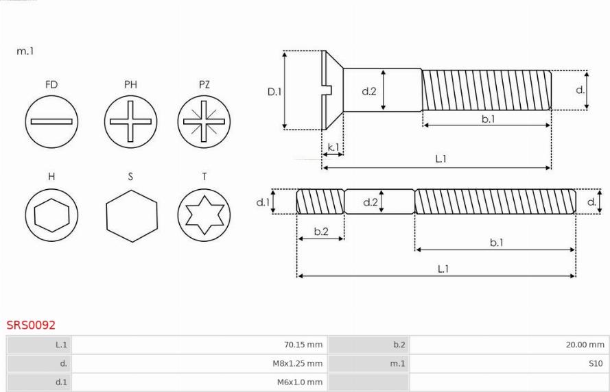 AS-PL SRS0092 - Repair Kit, alternator autospares.lv