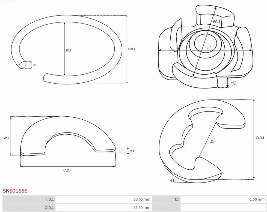 AS-PL SRS0166S - Repair Kit, starter autospares.lv