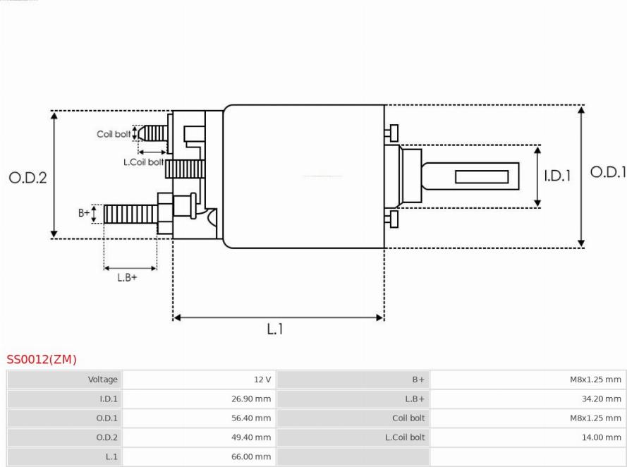 AS-PL SS0012(ZM) - Solenoid Switch, starter autospares.lv