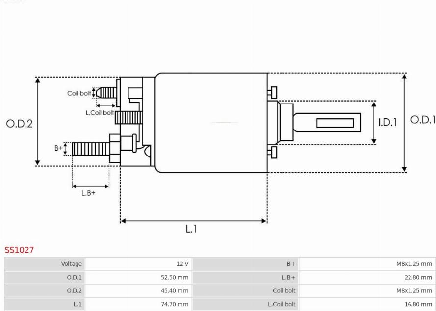 AS-PL SS1027 - Solenoid Switch, starter autospares.lv