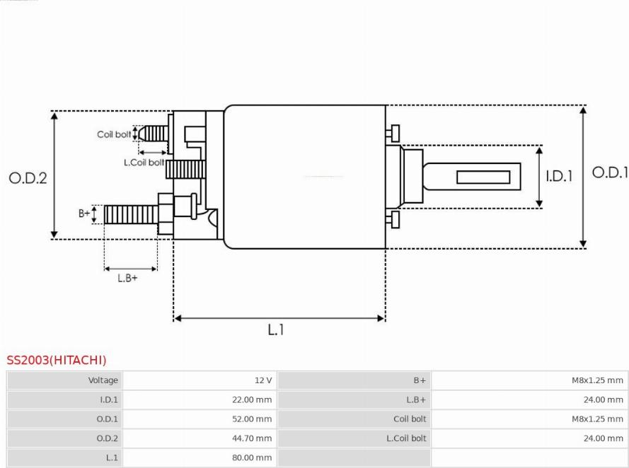 AS-PL SS2003(HITACHI) - Solenoid Switch, starter autospares.lv