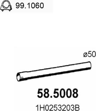 ASSO 58.5008 - Exhaust Pipe autospares.lv