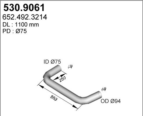 ASSO 530.9061 - Exhaust Pipe autospares.lv