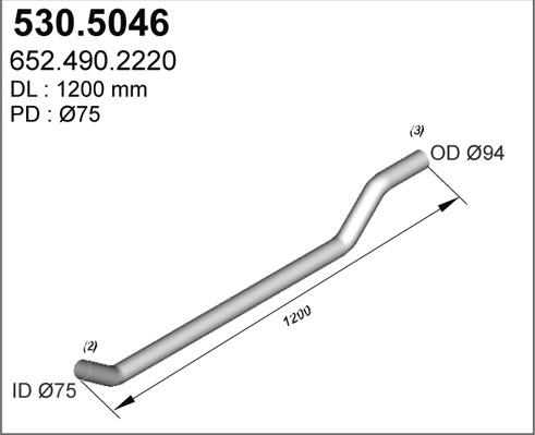 ASSO 530.5046 - Exhaust Pipe autospares.lv