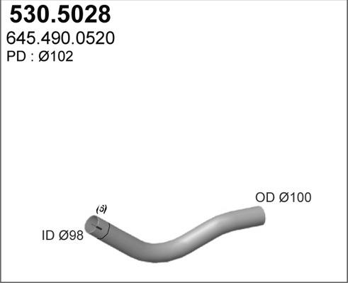 ASSO 530.5028 - Exhaust Pipe autospares.lv