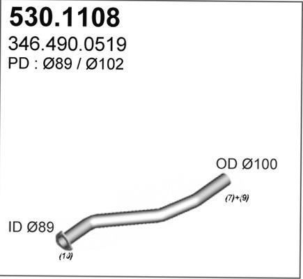 ASSO 530.1108 - Exhaust Pipe autospares.lv
