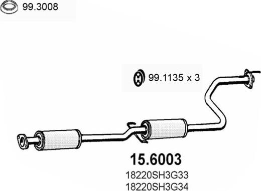 ASSO 15.6003 - Middle Silencer autospares.lv