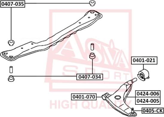 ASVA 0401-021 - Bush of Control / Trailing Arm autospares.lv
