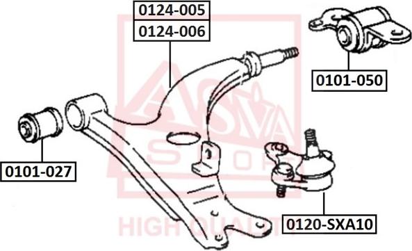 ASVA 0101-050 - Bush of Control / Trailing Arm autospares.lv