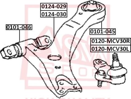 ASVA 0120-MCV30L - Ball Joint autospares.lv