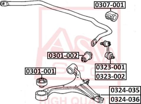 ASVA 0301-002 - Bush of Control / Trailing Arm autospares.lv