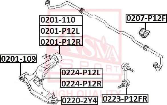 ASVA 0223-P12FR - Rod / Strut, stabiliser autospares.lv