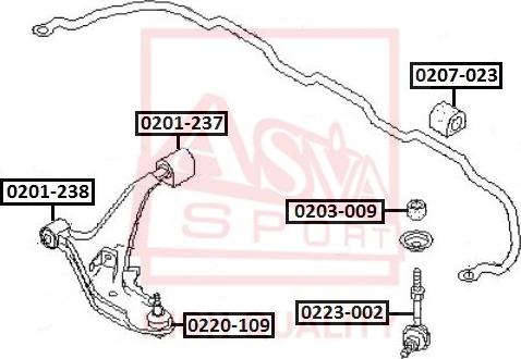 ASVA 0201-238 - Bush of Control / Trailing Arm autospares.lv