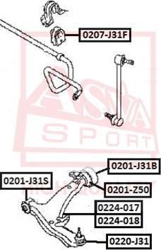 ASVA 0201-J31B - Bush of Control / Trailing Arm autospares.lv