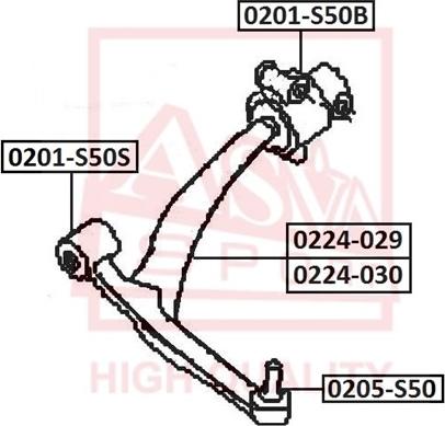 ASVA 0201-S50S - Bush of Control / Trailing Arm autospares.lv