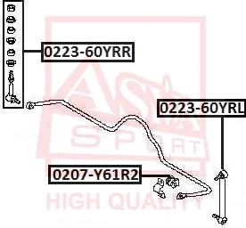 ASVA 0223-60YRR - Rod / Strut, stabiliser autospares.lv