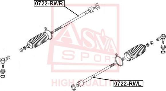 ASVA 0722-RWL - Inner Tie Rod, Axle Joint autospares.lv