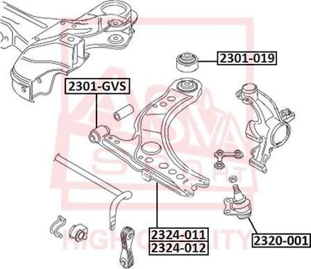 ASVA 2301-019 - Bush of Control / Trailing Arm autospares.lv