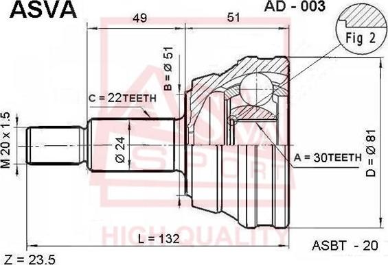 ASVA AD-003 - Joint Kit, drive shaft autospares.lv