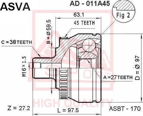 ASVA AD-011A45 - Joint Kit, drive shaft autospares.lv