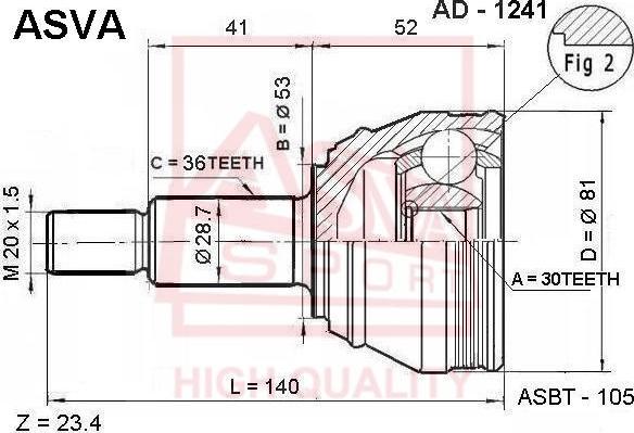 ASVA AD-1241 - Joint Kit, drive shaft autospares.lv