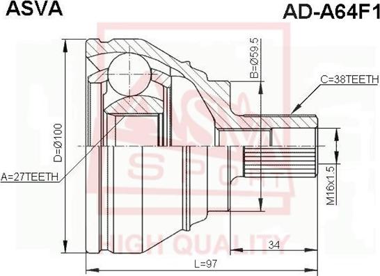 ASVA AD-A64F1 - Joint Kit, drive shaft autospares.lv