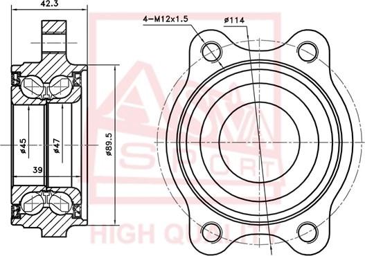 ASVA ADWH-A6MF92-KIT - Wheel Hub autospares.lv