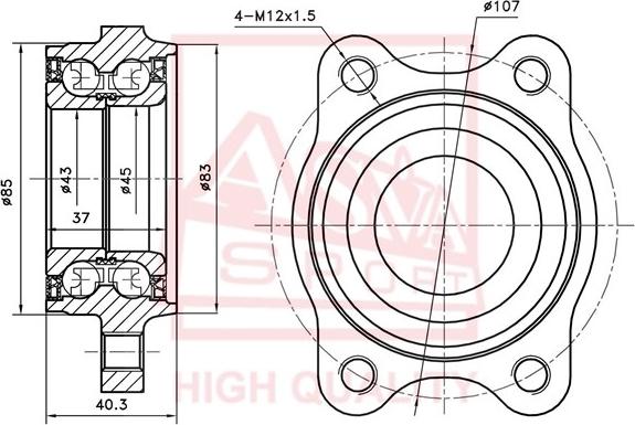 ASVA ADWH-A6MF85-KIT - Wheel hub, bearing Kit autospares.lv