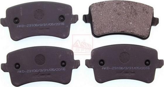 ASVA AKD-23106 - Brake Pad Set, disc brake autospares.lv