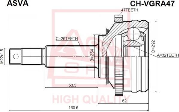 ASVA CHR-VGRA47 - Joint Kit, drive shaft autospares.lv