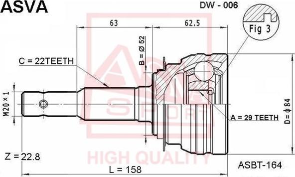 ASVA DW-006 - Joint Kit, drive shaft autospares.lv