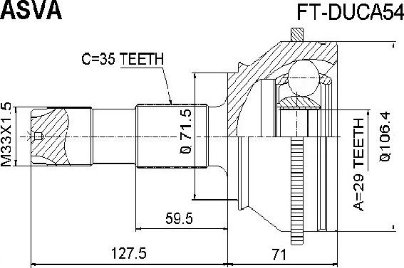 ASVA FT-DUCA54 - Joint Kit, drive shaft autospares.lv