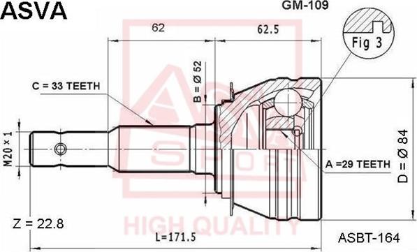 ASVA GM-109 - Joint Kit, drive shaft autospares.lv