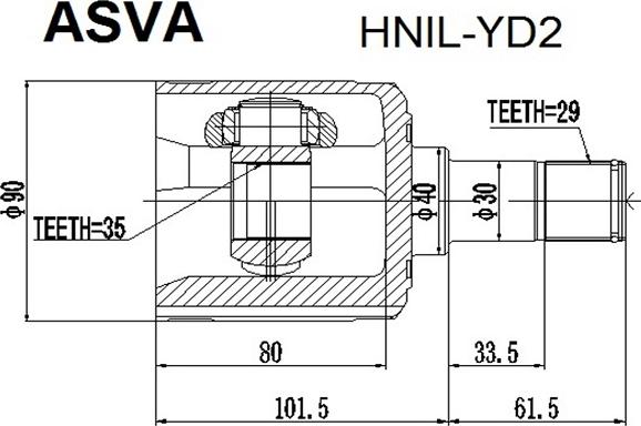 ASVA HNIL-YD2 - Joint Kit, drive shaft autospares.lv