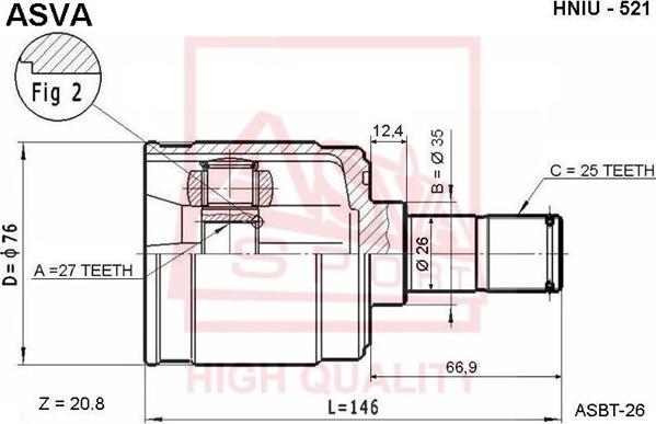 ASVA HNIU-521 - Joint Kit, drive shaft autospares.lv