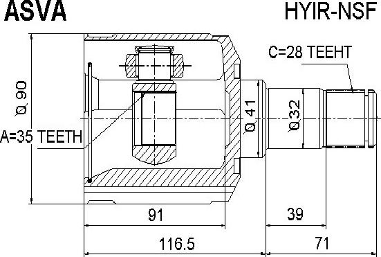 ASVA HYIR-NSF - Joint Kit, drive shaft autospares.lv