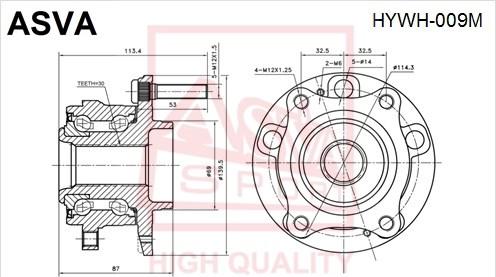 ASVA HYWH-009M - Wheel Hub autospares.lv