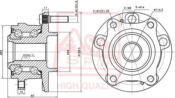 ASVA HYWH-X55F - Wheel Hub autospares.lv