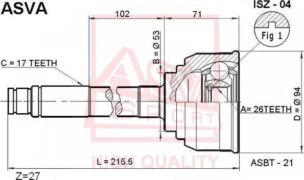 ASVA ISZ-04 - Joint Kit, drive shaft autospares.lv